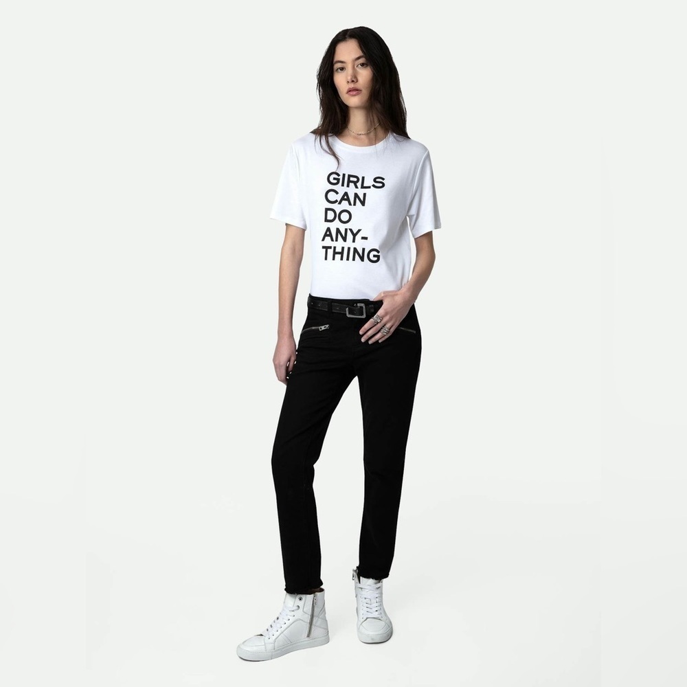 Zadig & Voltaire Ava Slim Jeans Black Size 26 | Moto Zip Detail